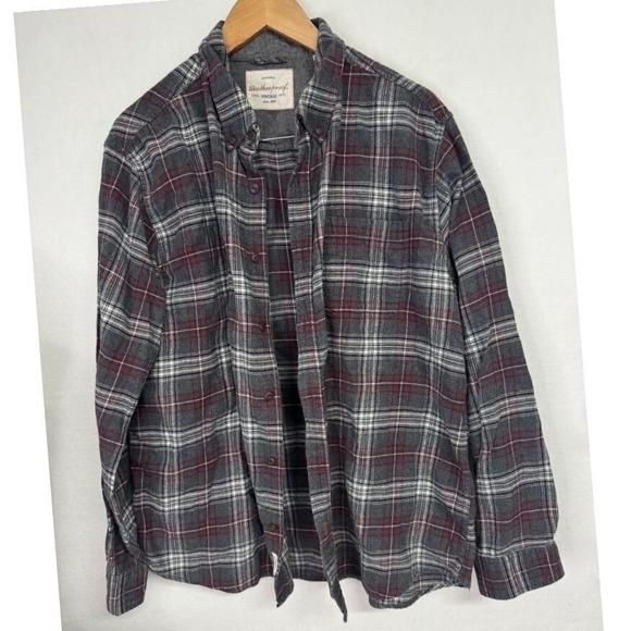 Original Weatherproof Vintage Men's plaid button up shirt | size XXL | maroon - Picture 1 of 5